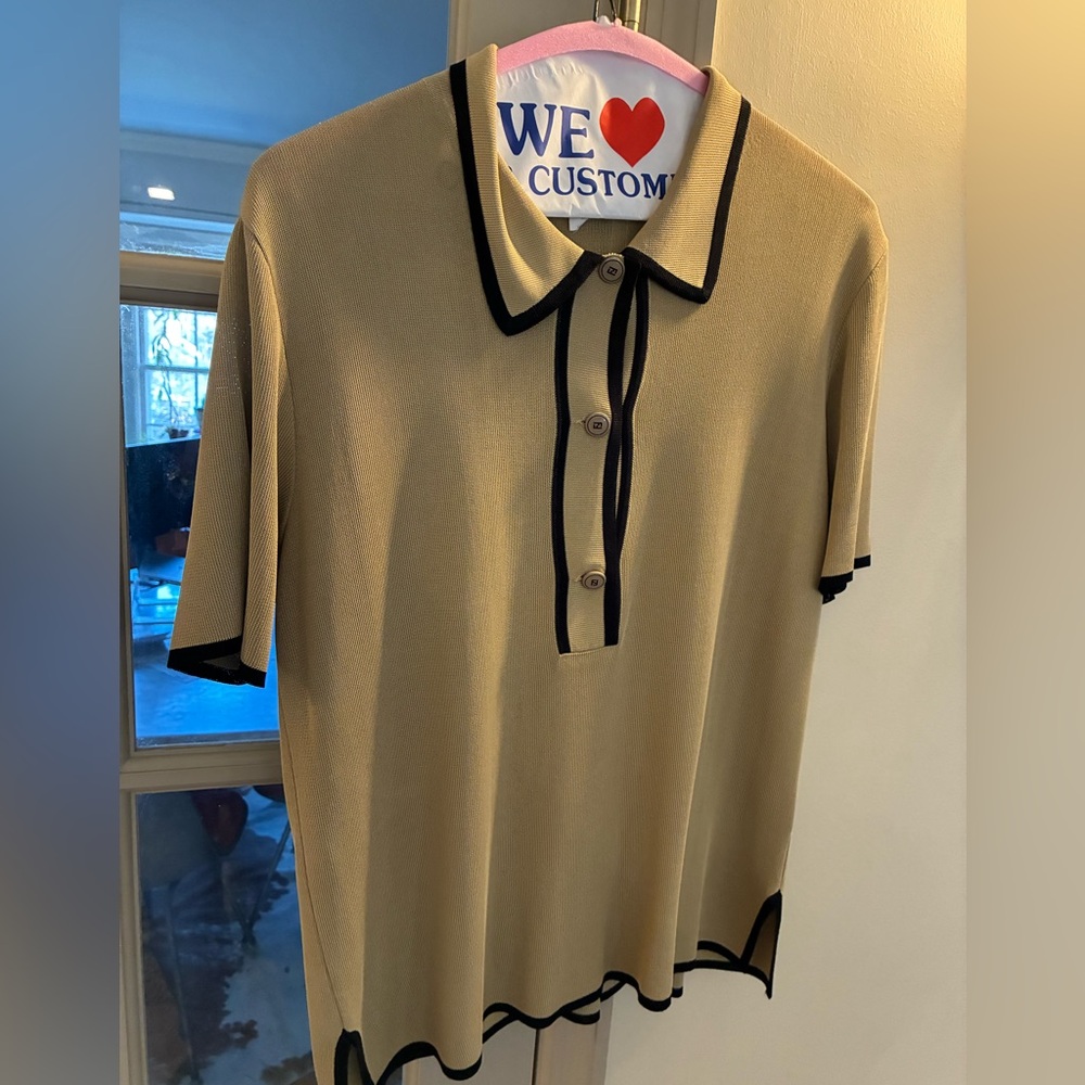 FENDI Maglia Made in Italy 3 logo button knit rayon Polo Shirt Blouse
